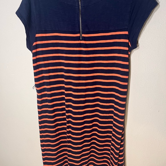 Merona Navy and Orange Stipe Size Large Short Sleeve Fabric Belt Cute - Picture 5 of 5